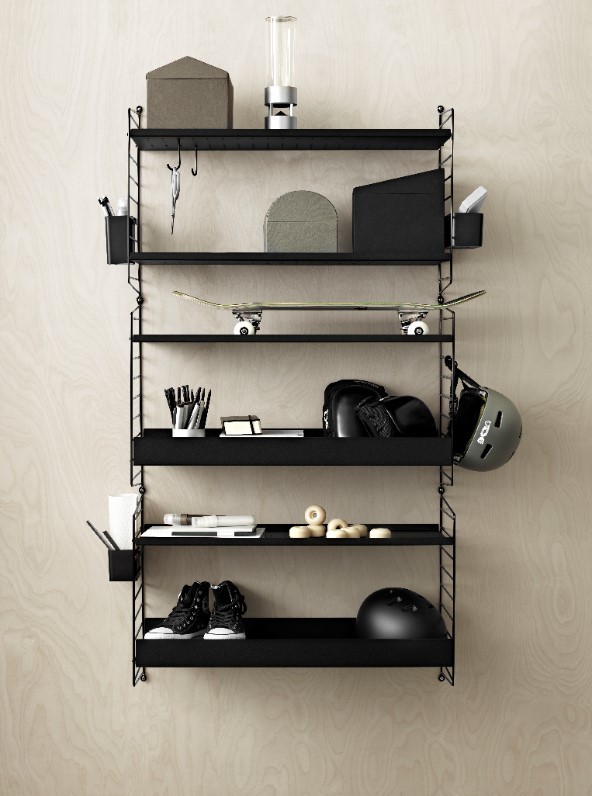 Einzelteil Regalboden aus Metall niedrige Kante B 58 cm String Furniture   