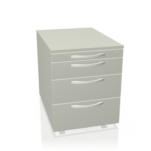 Steelcase Implicit Rollcontainer, Büromöbel mit drei Schubladen und silbernen Griffen, ideal für Büroorganisation.