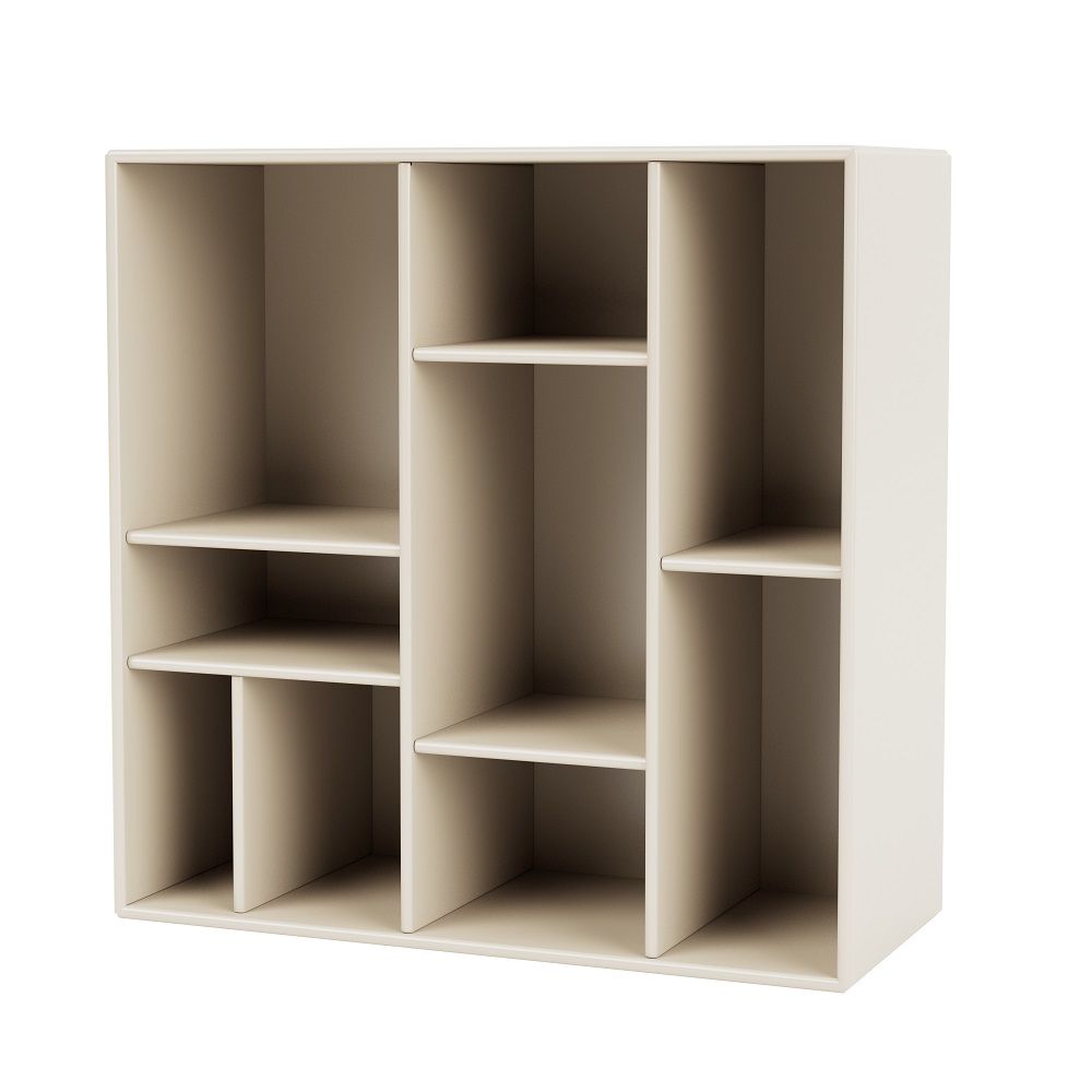 Beiges Montana Compile Wandregal mit mehreren Fächern und Regalböden, modernes Design.