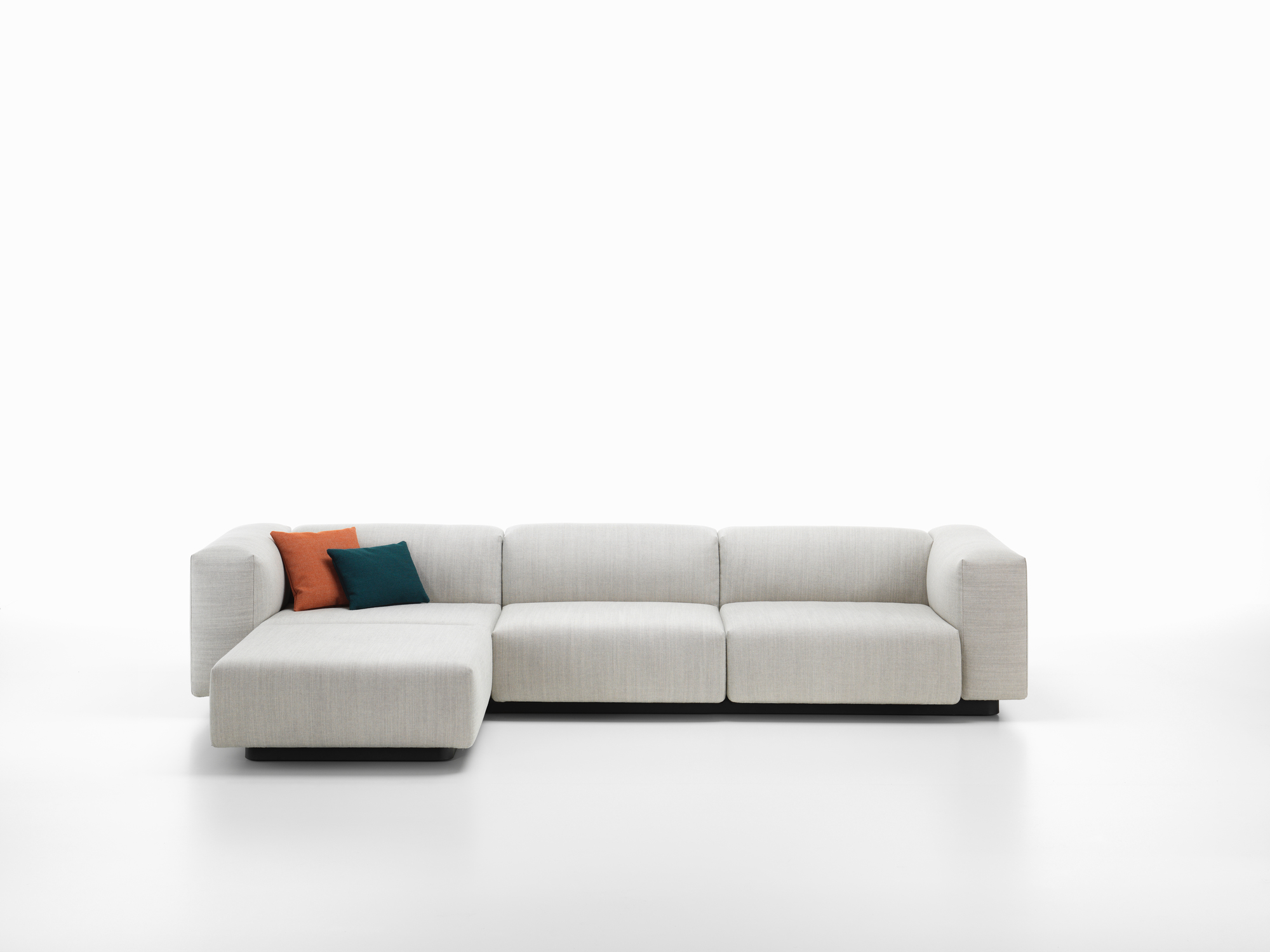 Soft Modular Sofa 3-Sitzer mit Chaise Longue Laser stone grey Vitra
