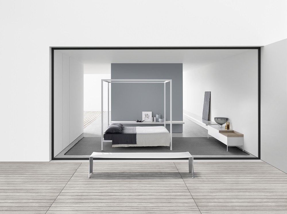 Aluminium Bed Himmelbett / Schlafcouch lackiert MDF Italia W180 Alu anodisiert