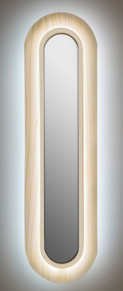 Lens LED Wandleuchte oval gestreckt Metallring in elfenbeinweiß LZF Lamps