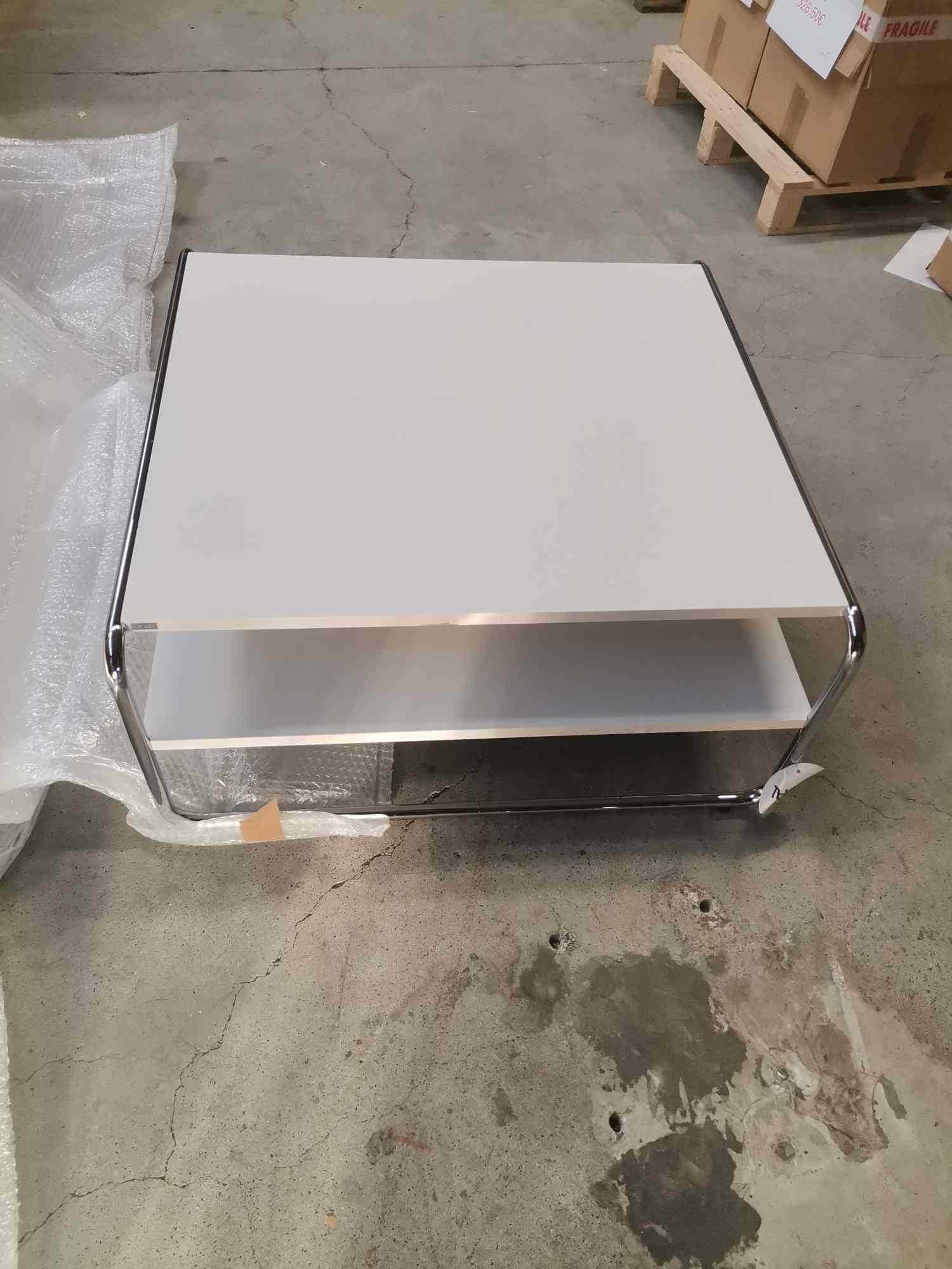 B 20 A/1 Couchtische CHROM / ESCHE OFFENPORING DECKLACKIERT RAL 9010 Thonet MÄNGELEXEMPLAR