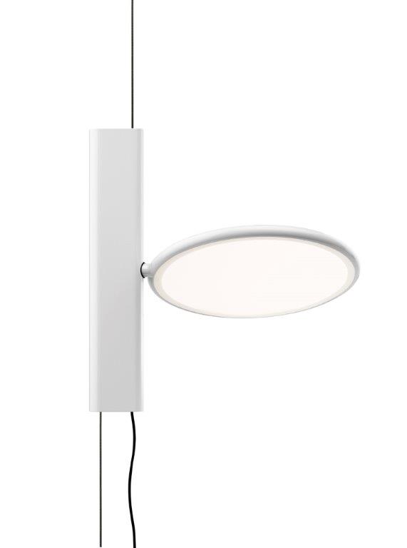 Weiße OK Leuchte von Flos, eine moderne Stehleuchte mit runder LED-Leuchtfläche und minimalistischem Design.