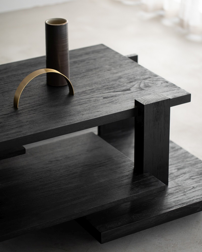 Teak Abstract Coffee table Couchtisch Schwarz Ethnicraft