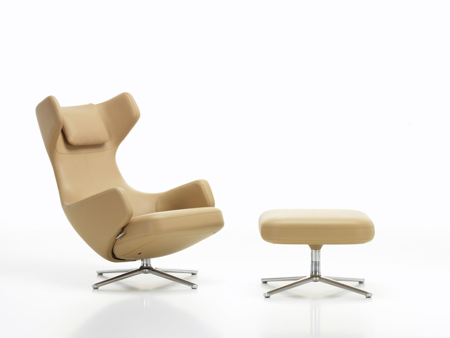 Grand Repos Sessel  + Ottoman Vitra Poliert  Cosy Classic grey