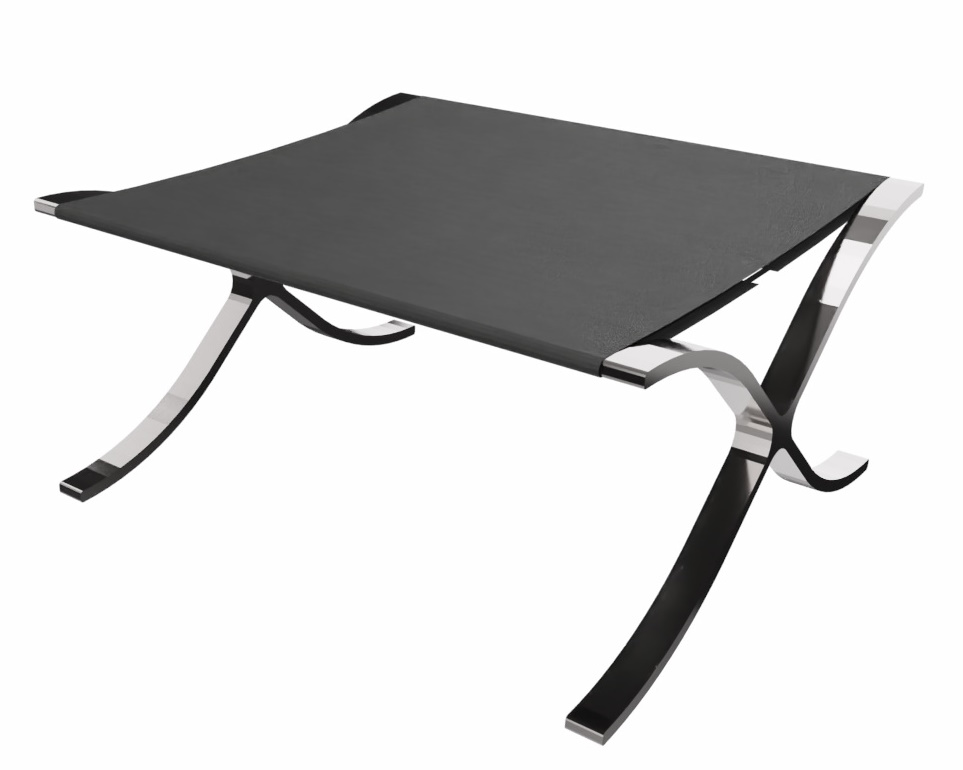 Barcelona Hocker / Hocker Relax mit schwarzem Rindsleder Knoll International 