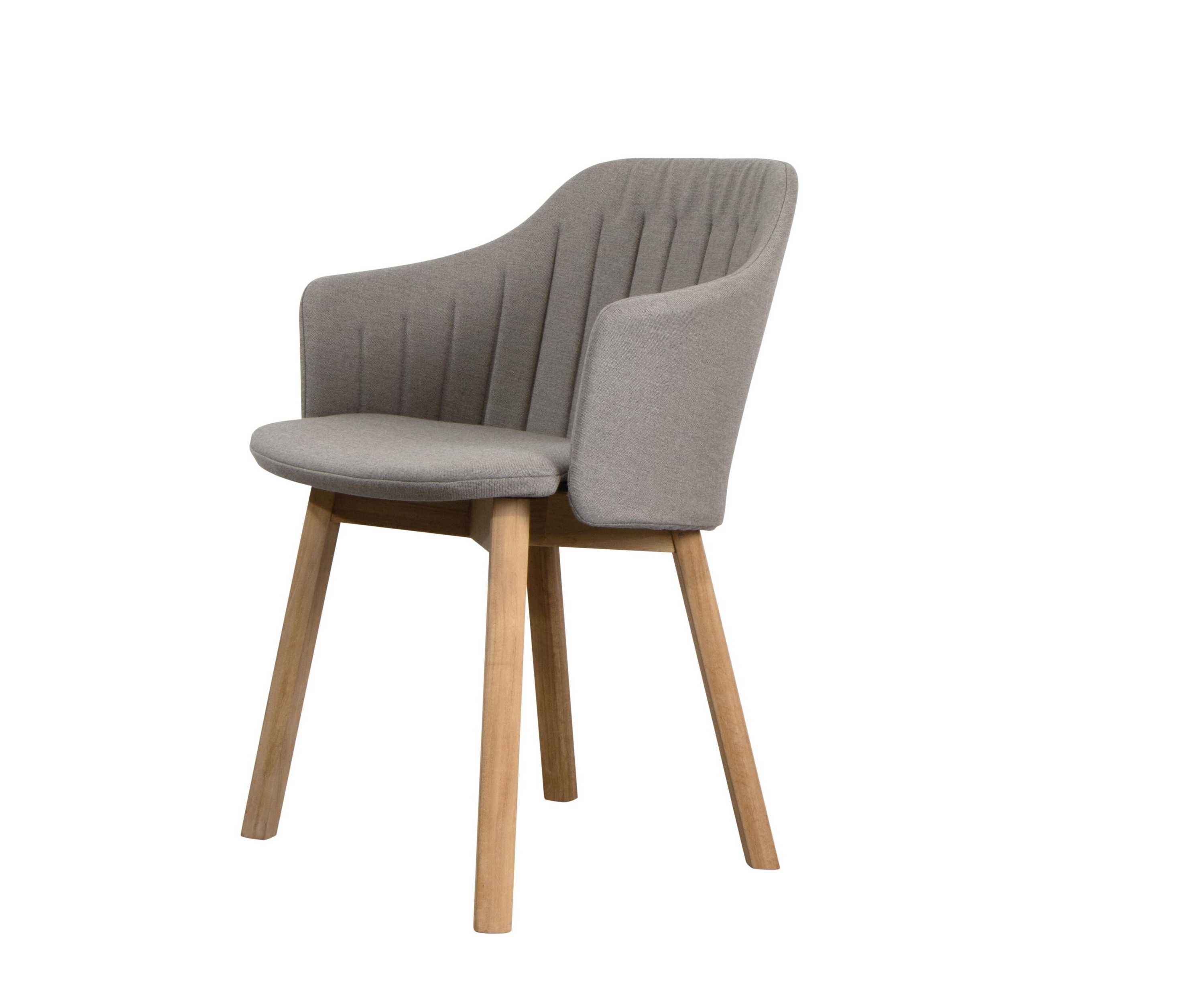 Choice Stuhl mit taupefarbenem Bezug und Holzbeinen von Cane-Line, moderner Esszimmerstuhl.