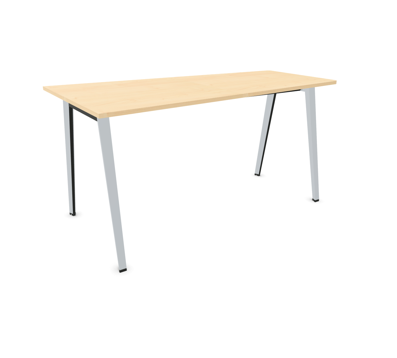 B-Free Stehtisch von Steelcase mit heller Tischplatte und Stahlfuß für moderne Büros.