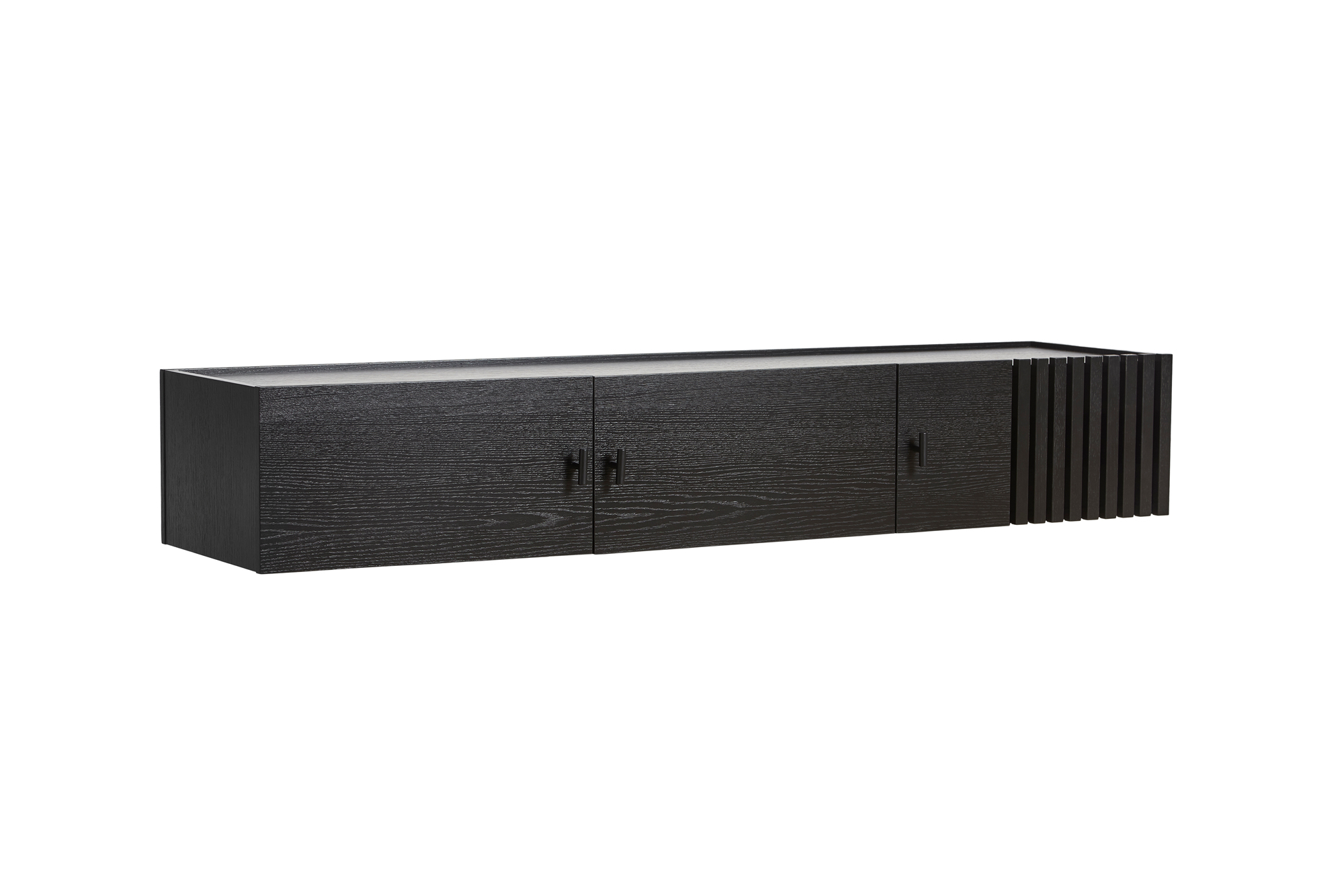 Array Low Sideboard Wandmontiert Schwarz Lackierte Eiche Woud