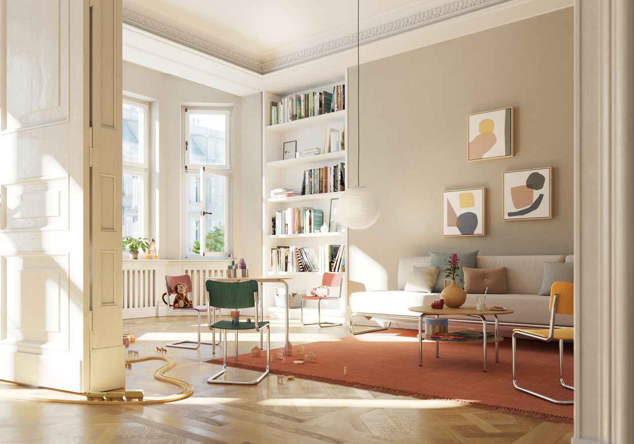 S 43 K Kinderstuhl Freischwinger Thonet  Bernsteingelb