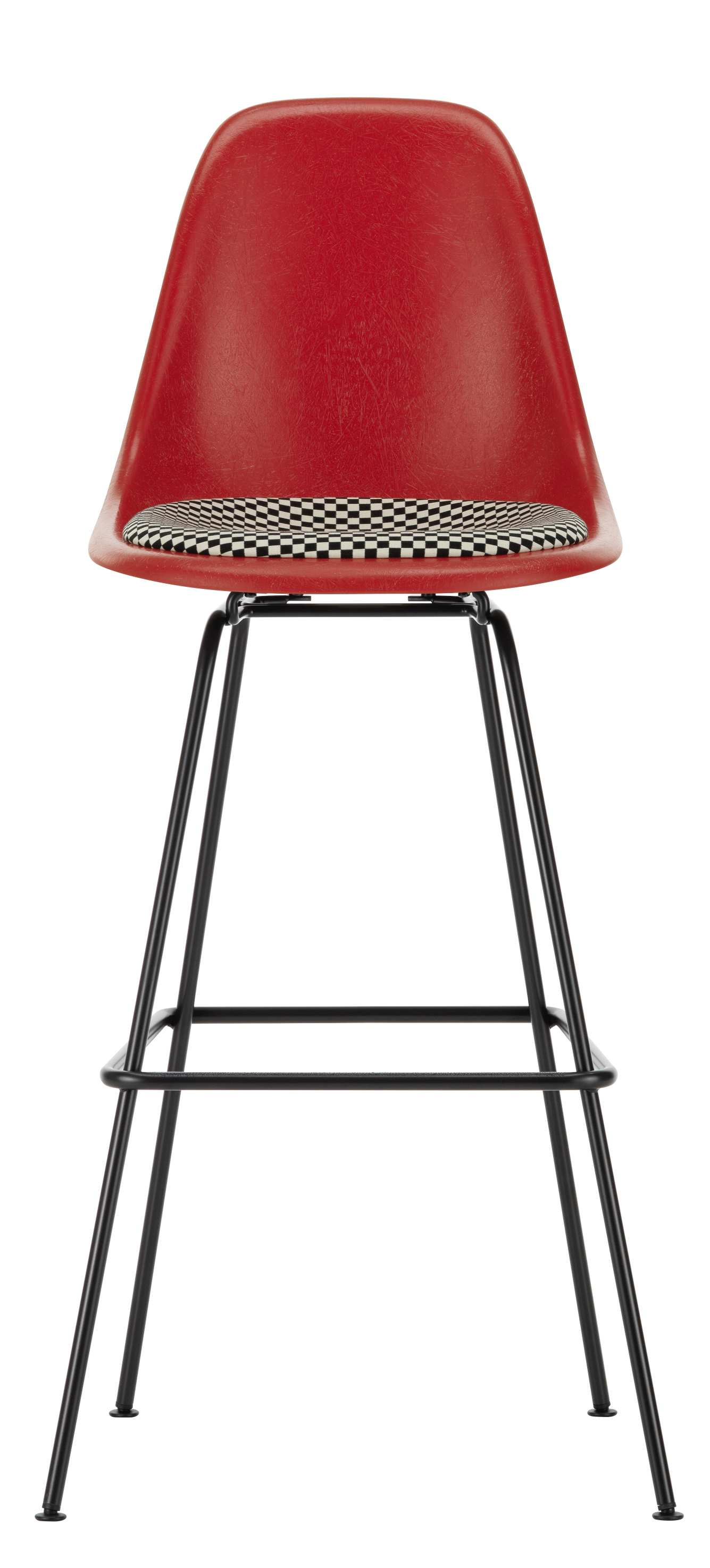 Eames Fiberglass Bar Stool High Barhocker mit Sitzpolster Vitra