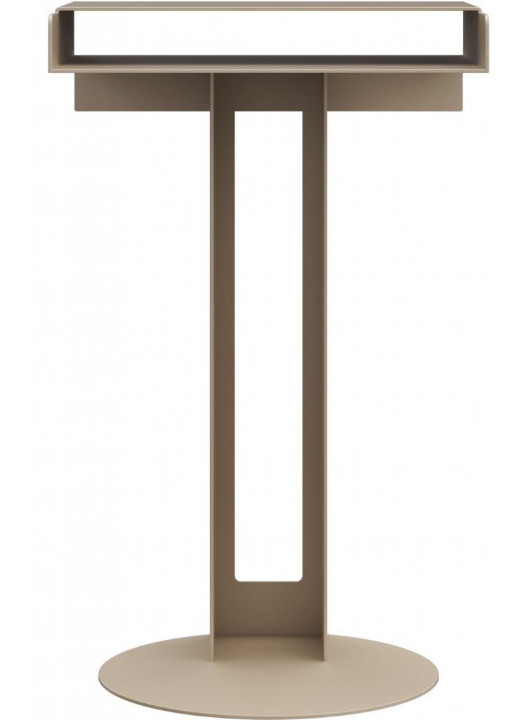 Beige Meta Side Table von New Tendency: Moderner Beistelltisch mit minimalistischem Design und runder Basis.