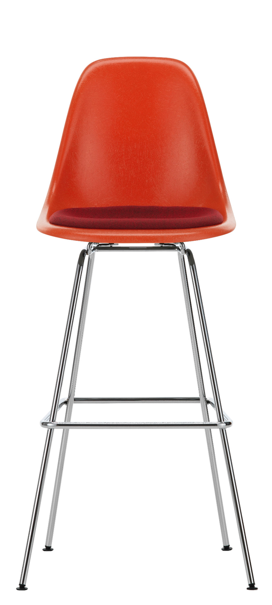 Eames Fiberglass Bar Stool High Barhocker mit Sitzpolster Vitra