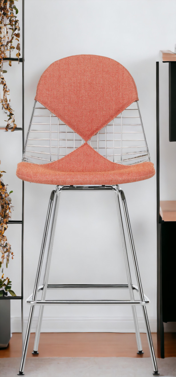 Eames Wire Bar Stool Barhocker Medium mit Sitz- und Rückenpolster Vitra