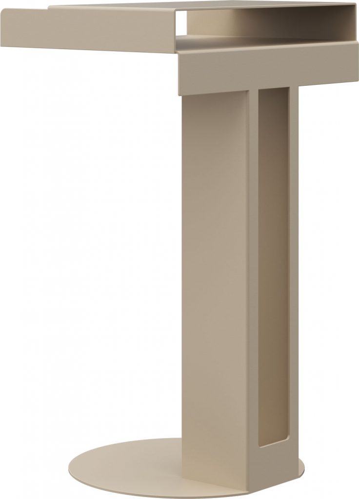 Beige Meta Side Table von New Tendency: Moderner Beistelltisch aus pulverbeschichtetem Stahl.