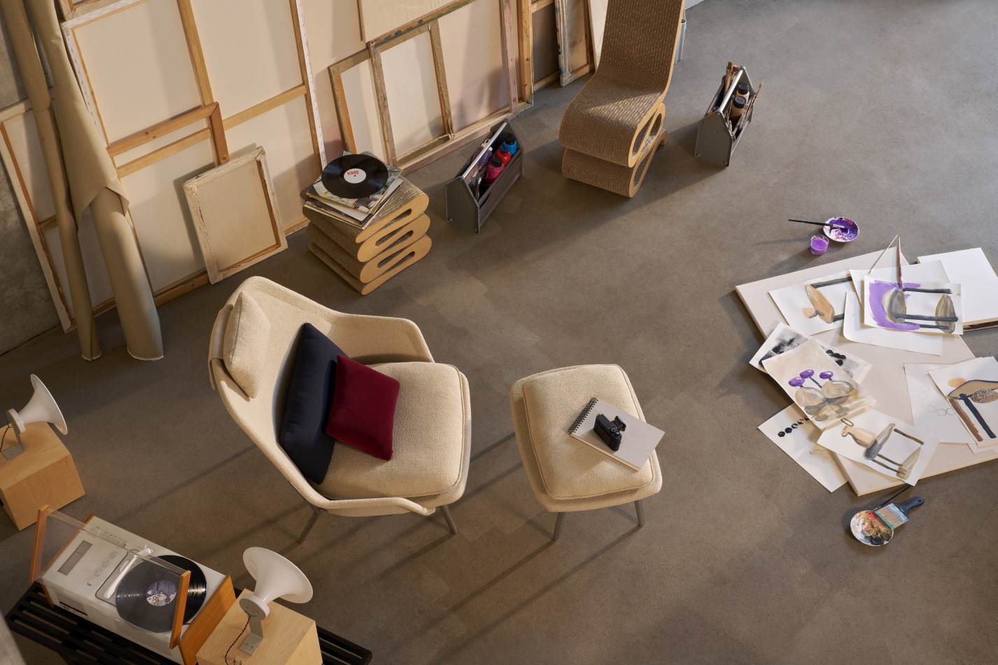 Slow Chair Ottoman Stoff Vitra 