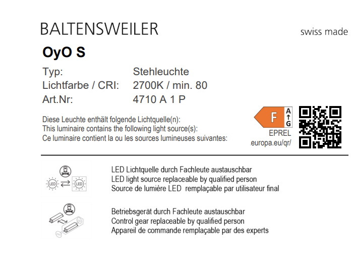 OyO S Stehleuchte Baltensweiler