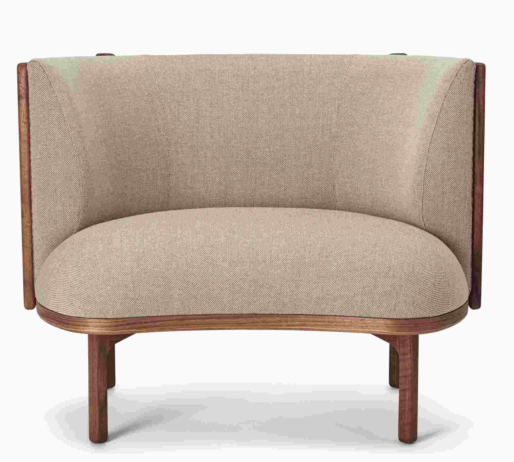 RF1904 Sideways Lounge Chair Sessel von Carl Hansen & Søn, Nussbaum geölt, Re-Wool Bezug.