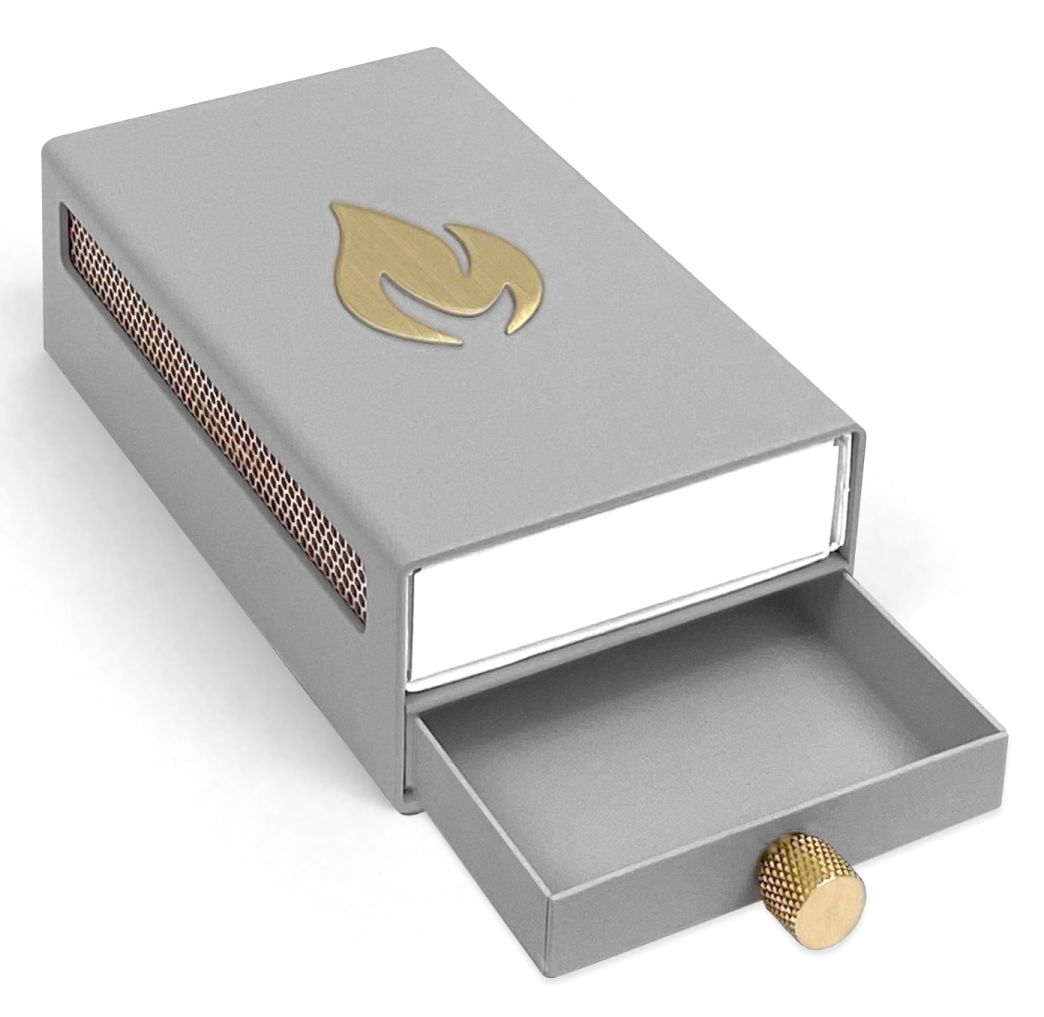 Designhülle für Streichholzschachtel Grau / Gold Nordic Flame EINZELSTÜCK