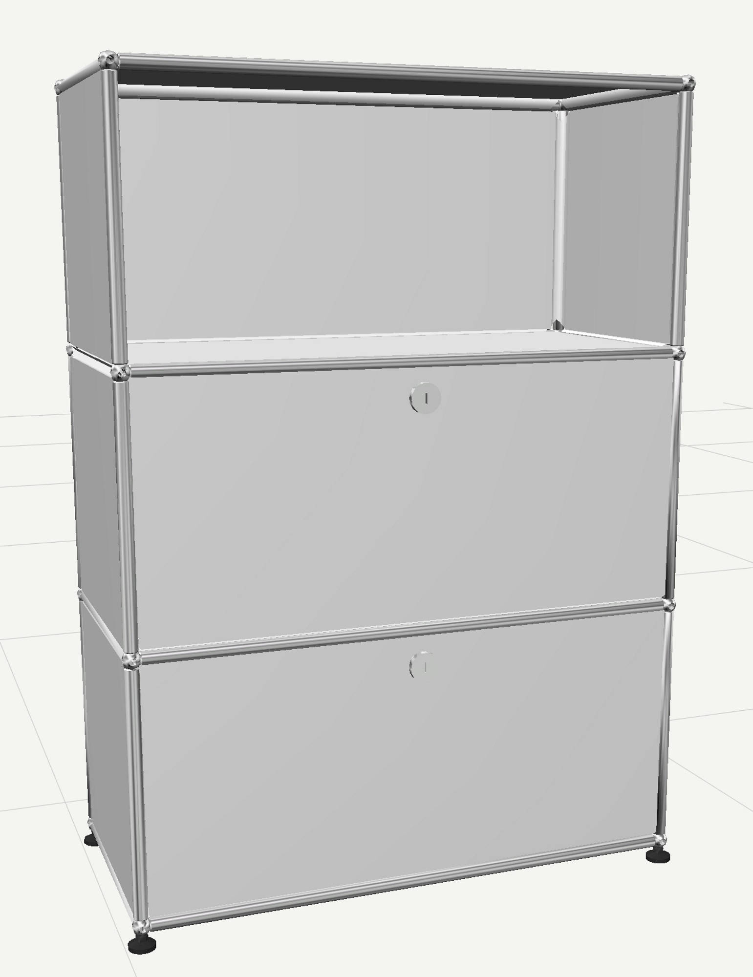 USM Haller Highboard mit 2 Klappen und 1 Fach offen-reinorange