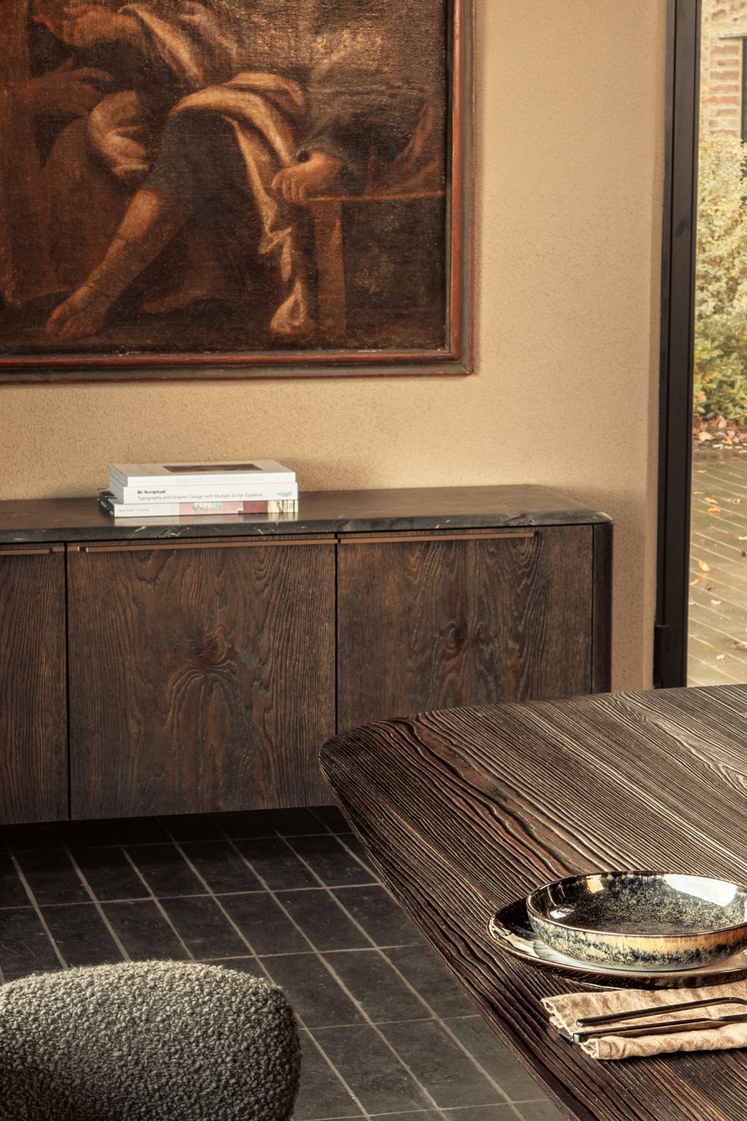 BC 11 Basket Sideboard 4-türig anthrazit - Infinity, Gestell Kupferlasur Janua