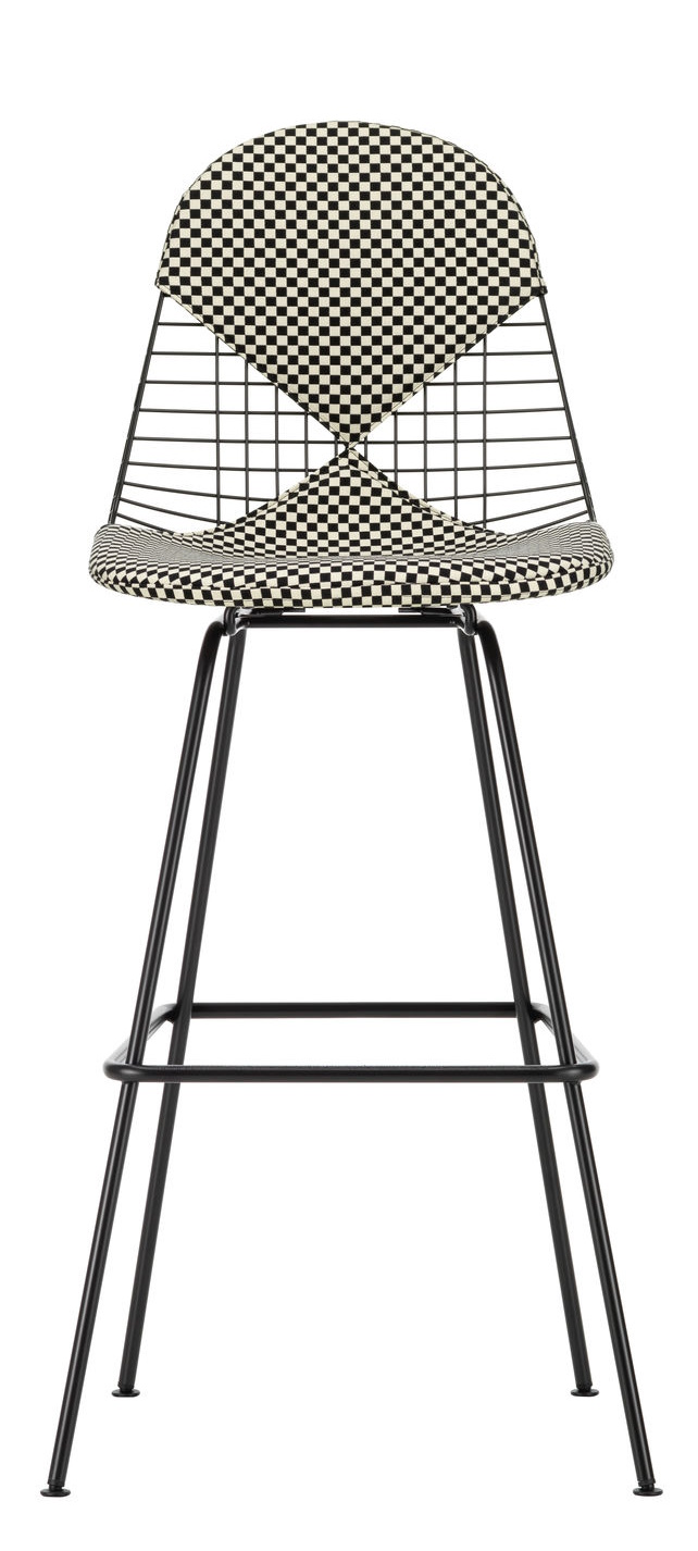 Eames Wire Bar Stool Barhocker High mit Sitz- und Rückenpolster Vitra