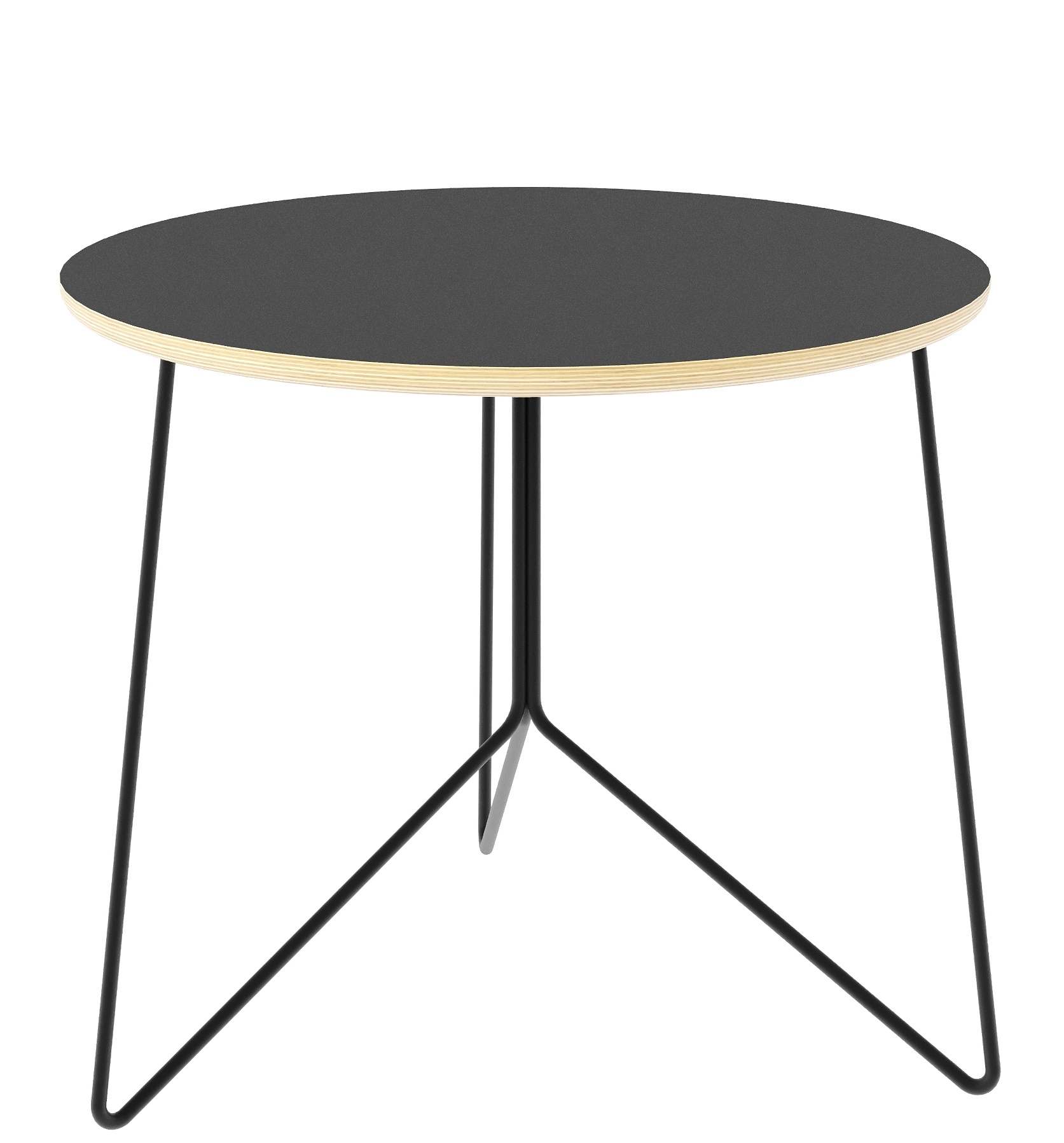 Miro Low Beistelltisch von Müller Möbelwerkstätten, Schichtholz schwarz matt mit filigranem Stahlgestell.