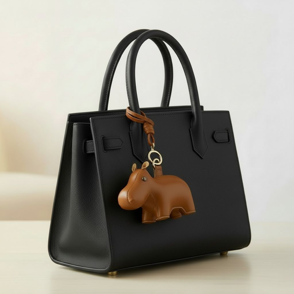 Bag Charm Taschenanhänger mit Riemen Hippo Tan Züny