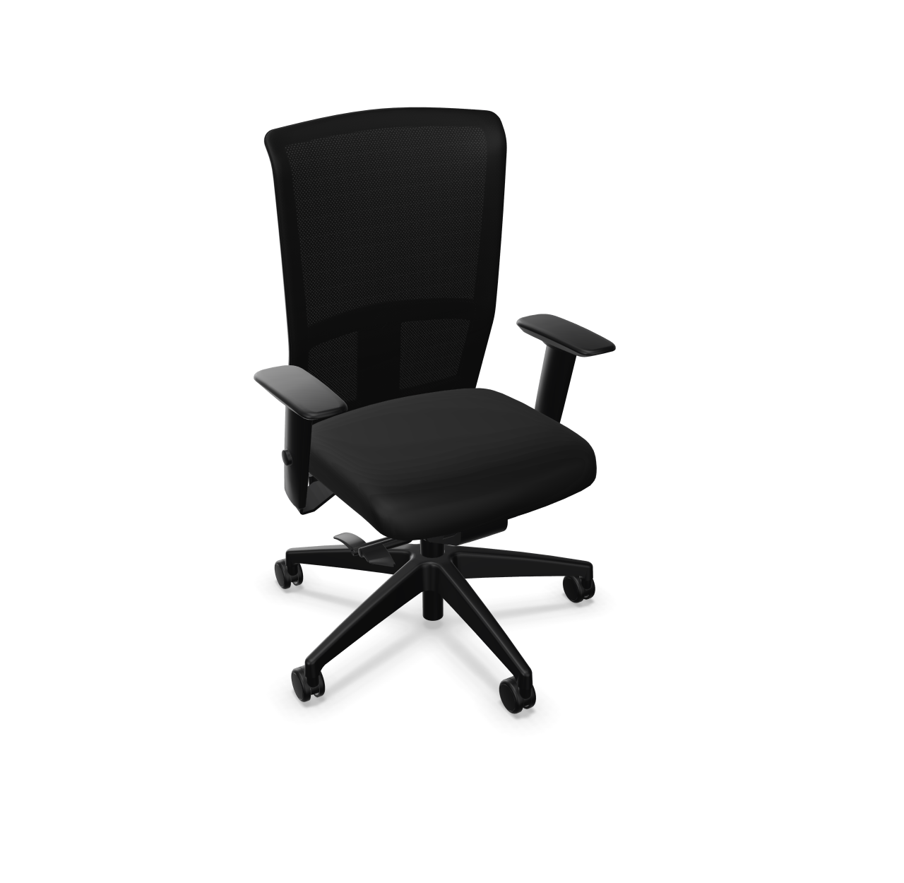 Schwarzer Goal-Air Drehstuhl von Interstuhl mit Netzrücken und Armlehnen, ergonomischer Bürostuhl für komfortables Sitzen.