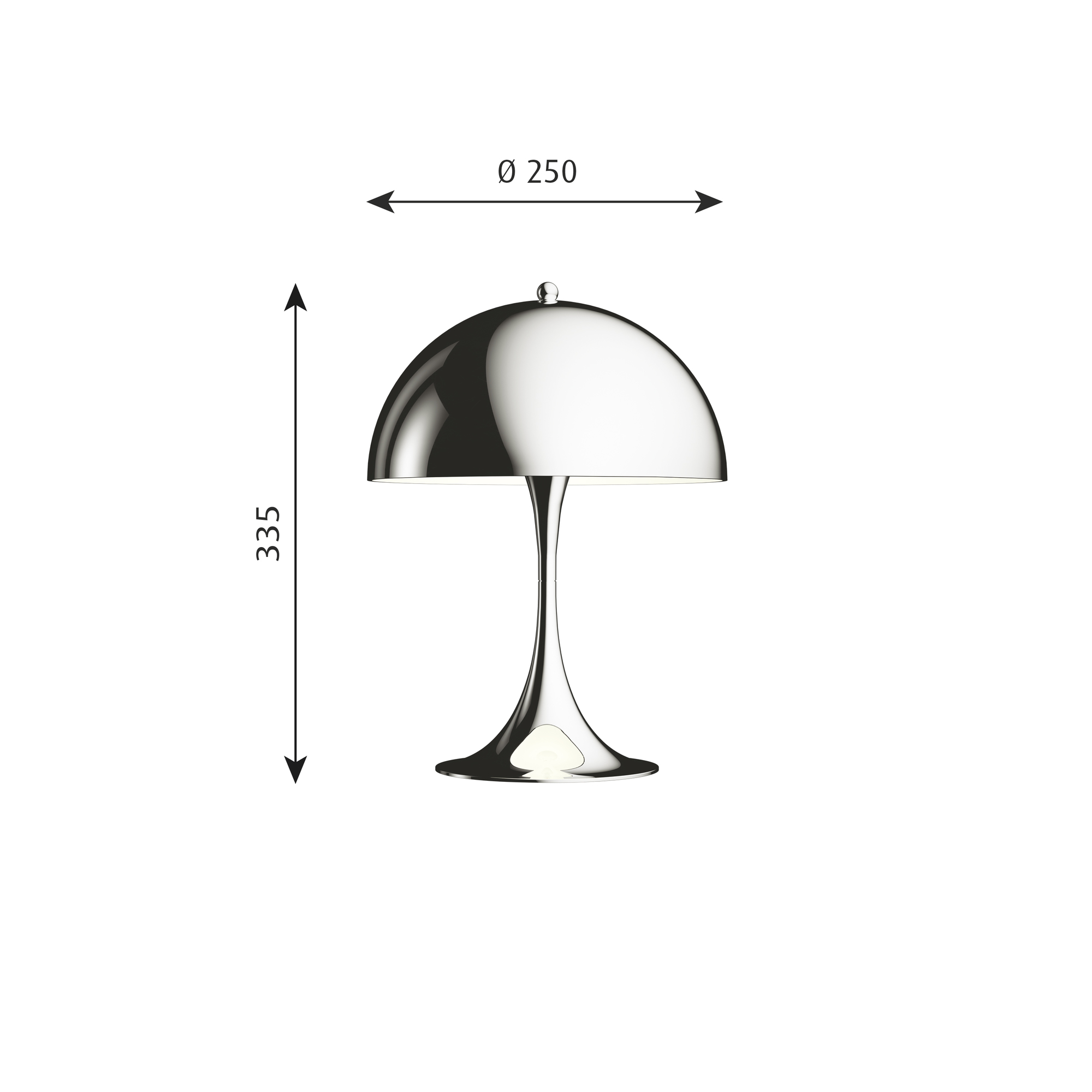 Panthella 250 Table lamp LED Tischleuchte Metallisiert CHROM Louis Poulsen EINZELSTÜCK