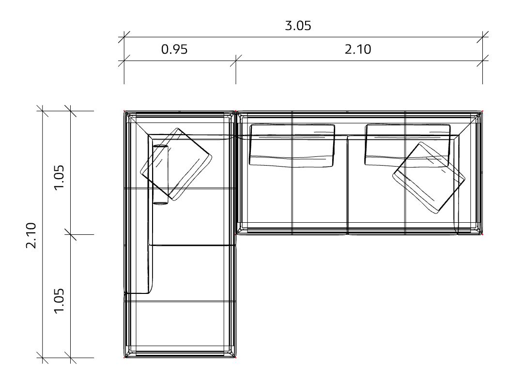 Jaan Living 3 Sitzer Sofa mit 2 Rückenkissen, 2 Komfortkissen & 2 Komfortrollen Kombi Q21 Walter Knoll 