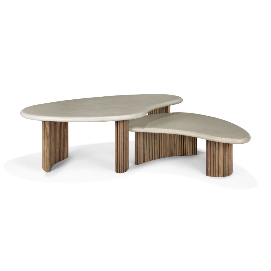 Boomerang Outdoor Couchtisch Beton/Teak Ethnicraft