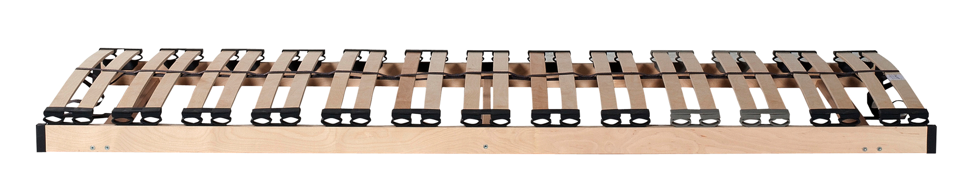 Ethnicraft Lattenrost 90x200 cm aus Holz mit flexiblen Leisten und schwarzen Halterungen für optimalen Schlafkomfort.