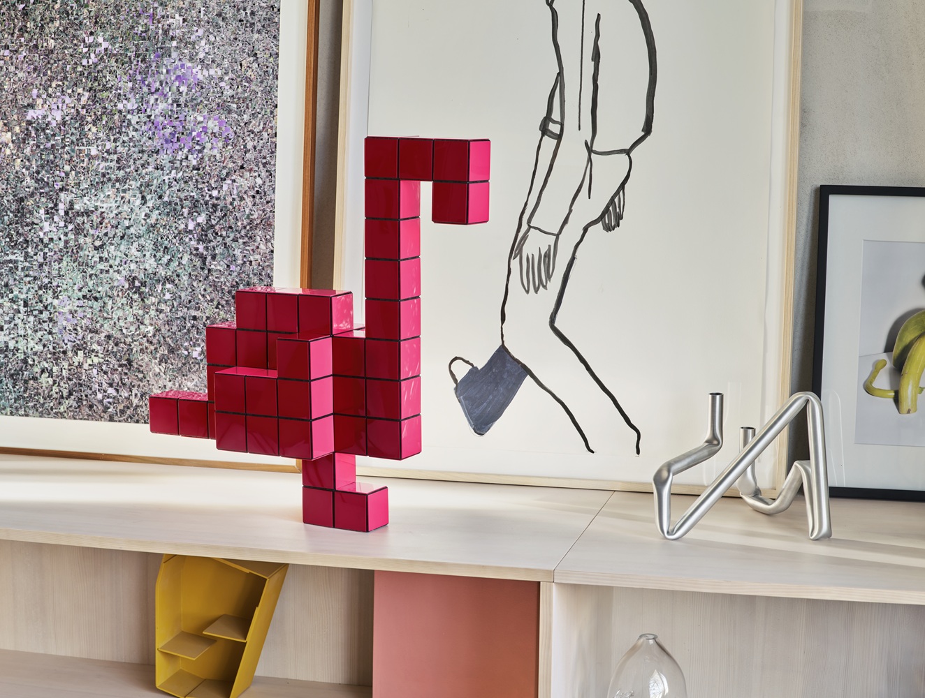 Panton Cubes Flamingo Duoton Skulptur / Tierfigur Vitra
