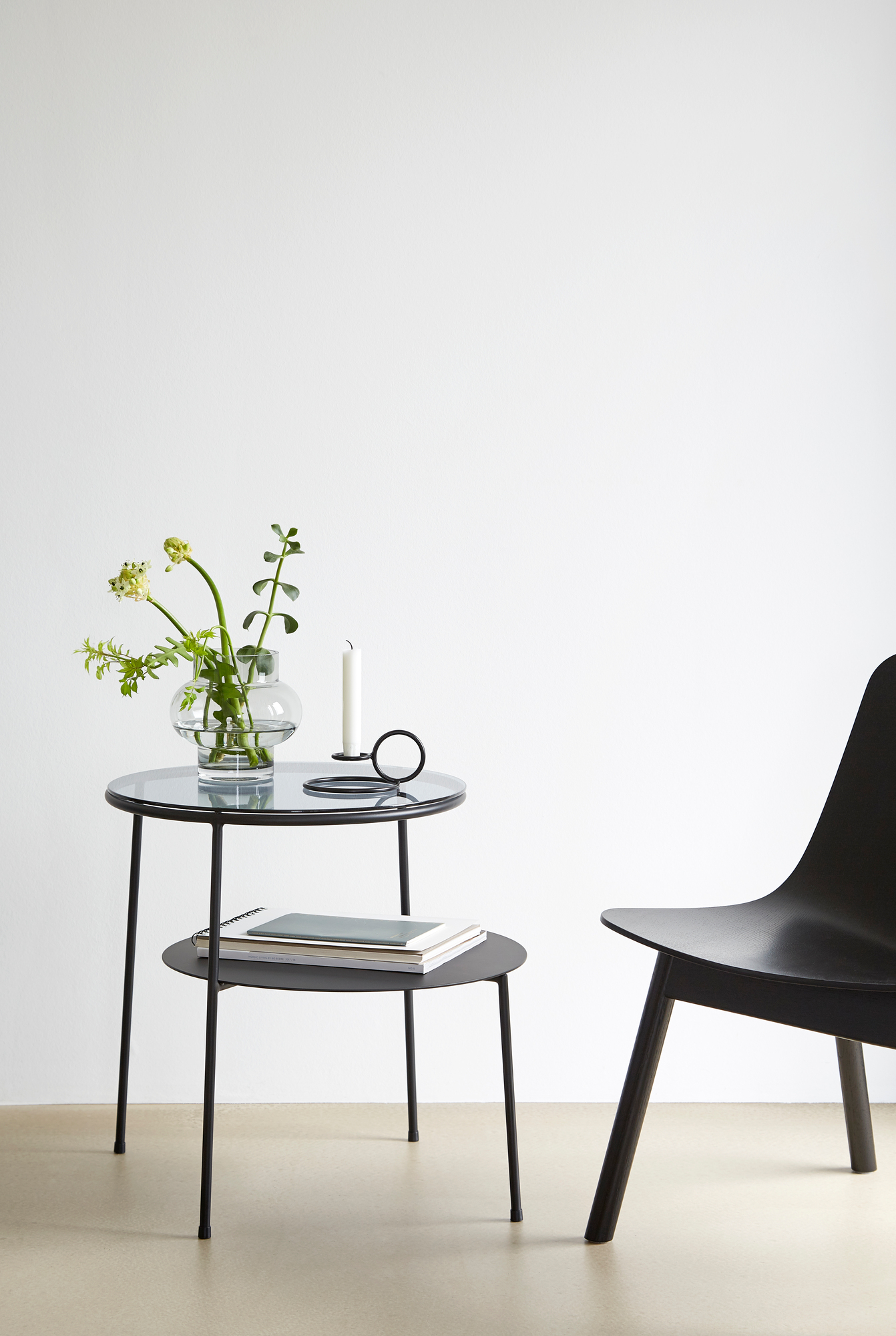 Duo Beistelltisch Schwarz mit Dunklem Rauchglas Woud