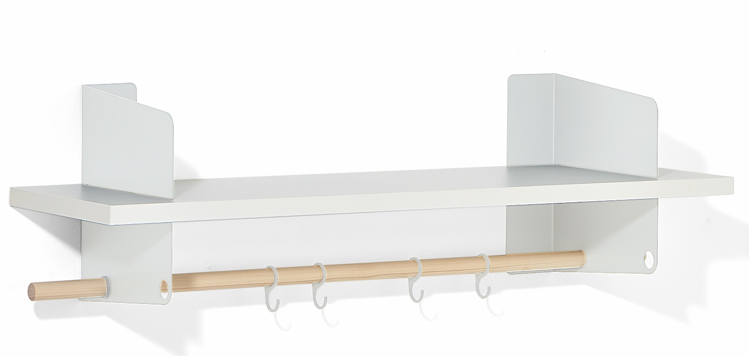 Atelier Wandregal / Garderobe mit Stange und 4 Haken Richard Lampert