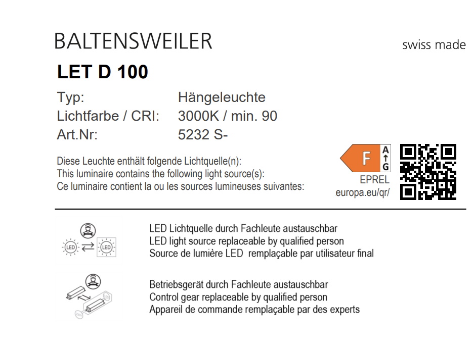 LET D Hängeleuchte Baltensweiler