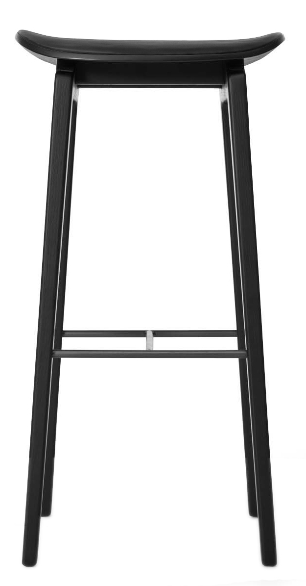 NY11 New York Barhocker gepolstert NORR11 Eiche schwarz Leder Ultra schwarz 75 cm