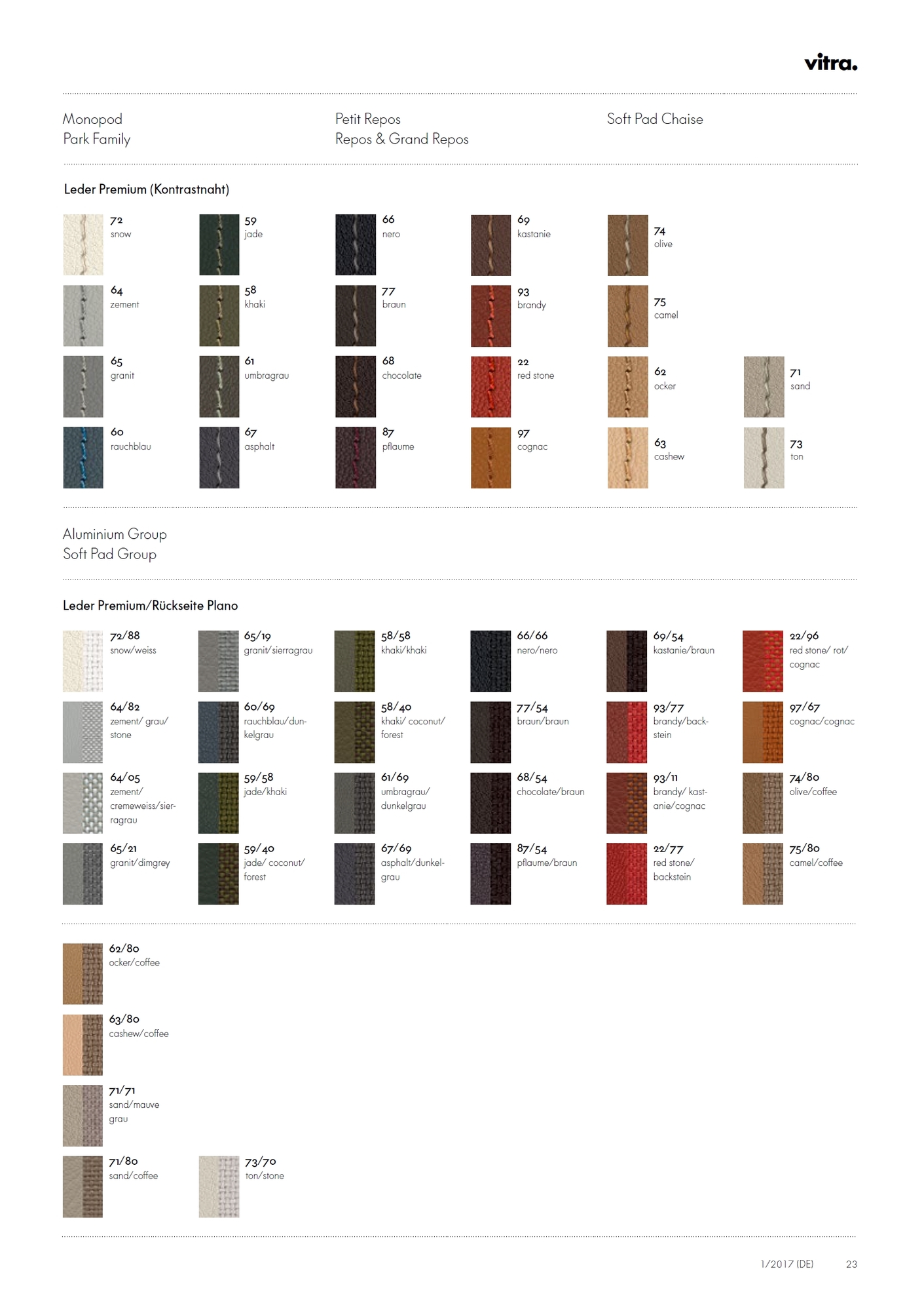 Ledermusterkarte Leder Premium Vitra