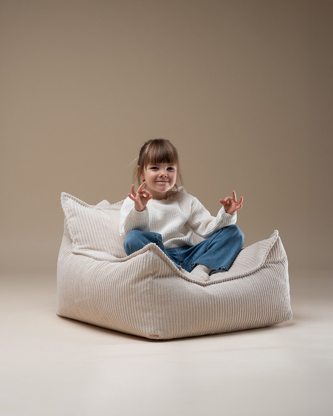 Kindersitzsack Sessel Breitcord Brauner Zucker Wigiwama