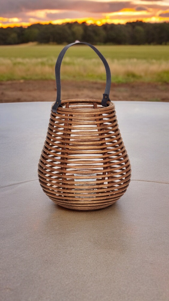 Laterne mit Glas Rattan Hübsch Interior - EINZELSTÜCKE
