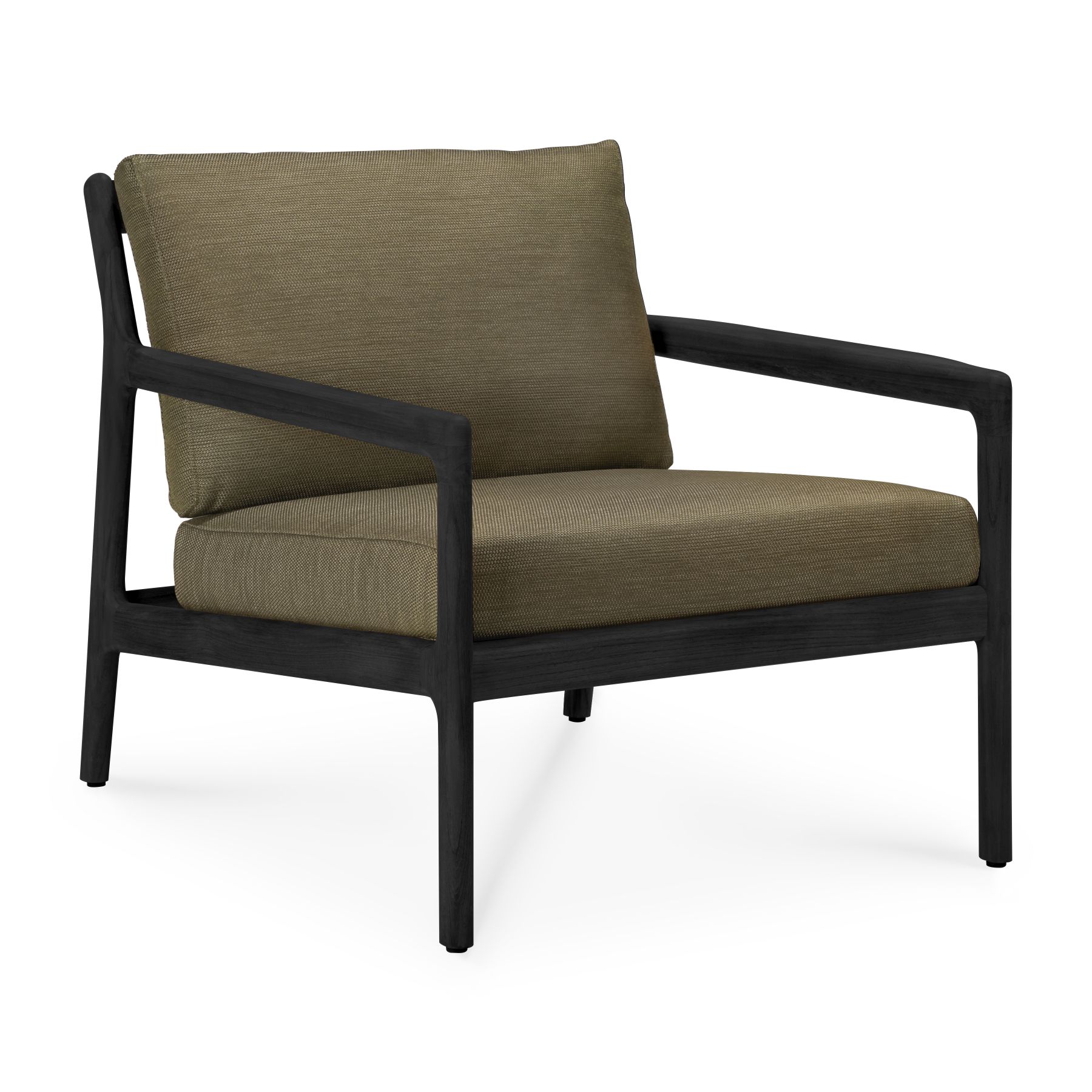 Jack Outdoor Loungesessel Teak Schwarz lackiert grüner Stoff Ethnicraft