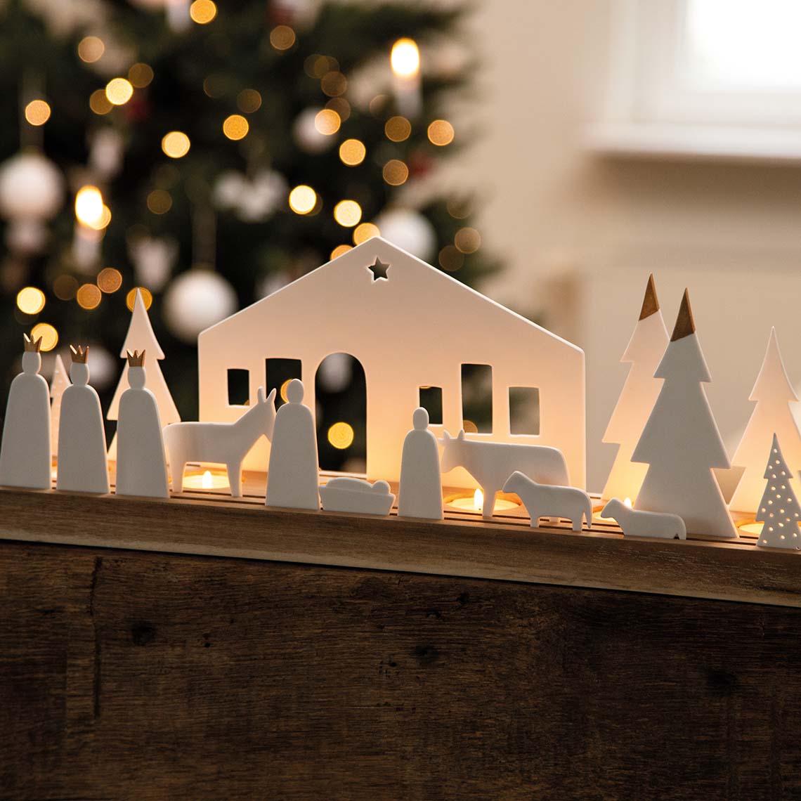 Living Xmas Lichtobjekt Krippe Räder 