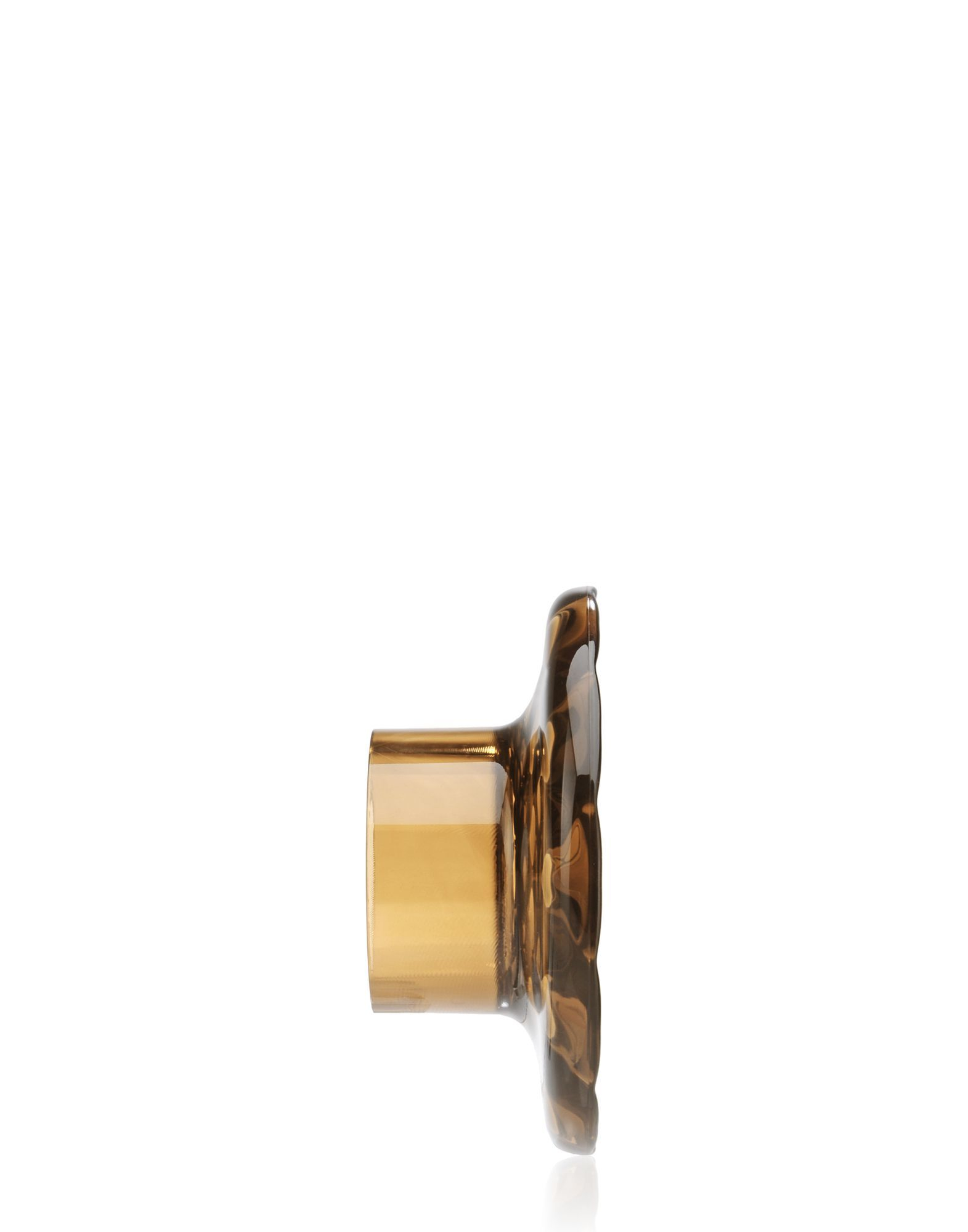 Bernsteinfarbener Jellies Garderobenhaken von Kartell, mittelgroß, aus transparentem Kunststoff, Seitenansicht. Design Haken für Wandgarderobe.