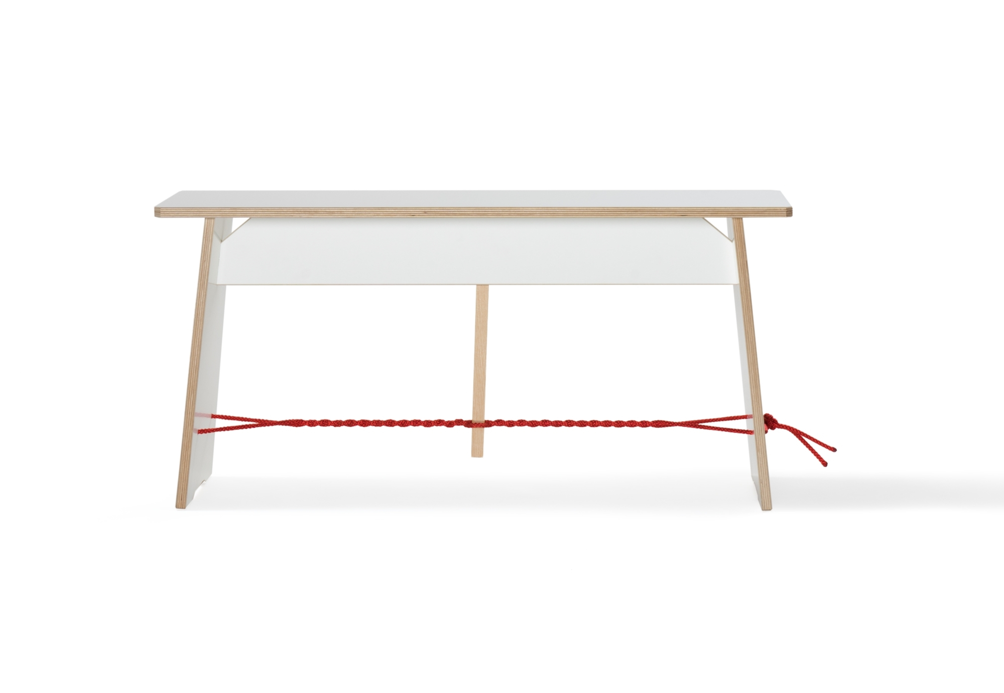 Langer Max Sitzbank 90 cm weiss Seil rot Nils Holger Moormann