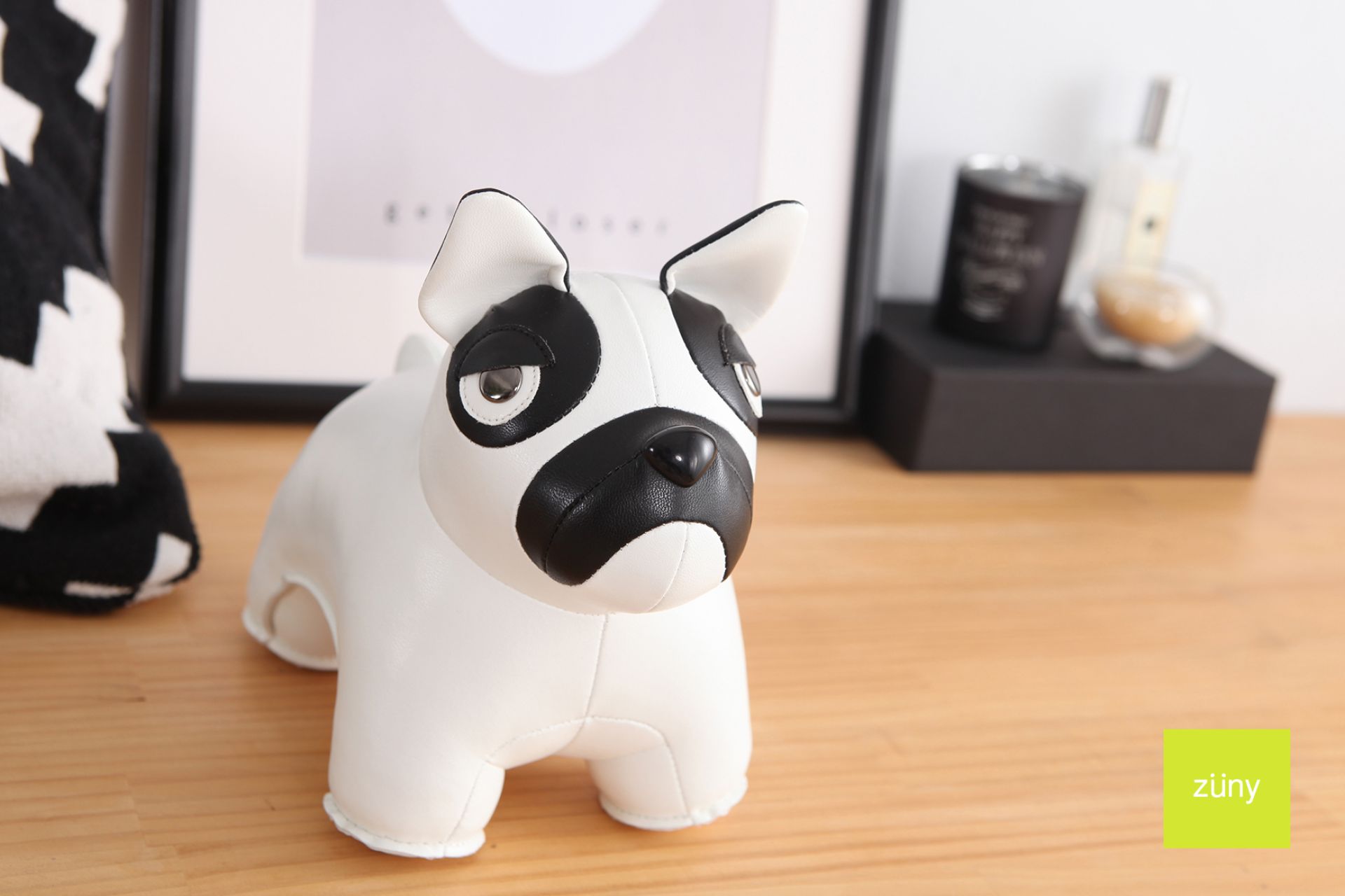 Buchstütze Classic French Bulldog Weiß/Schwarz Züny EINZELSTÜCK