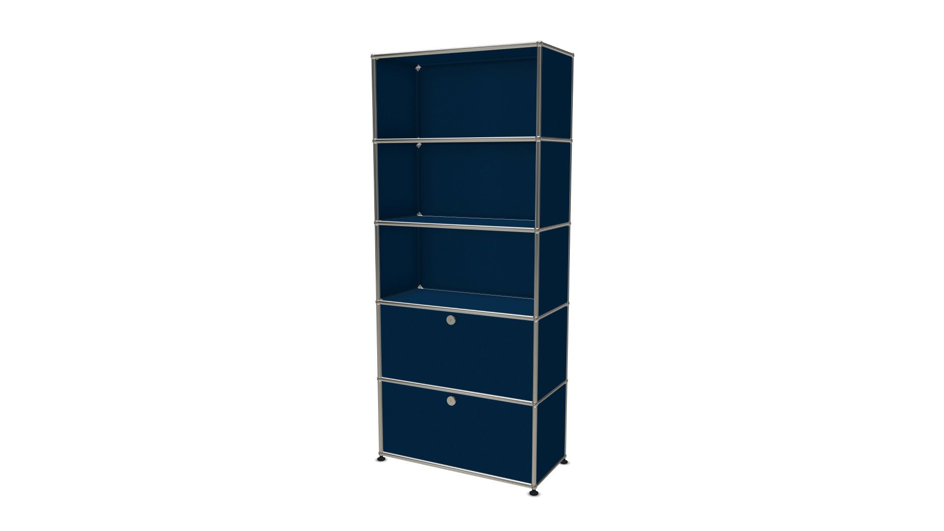 USM Haller Regal mit 2 Klappen - stahlblau