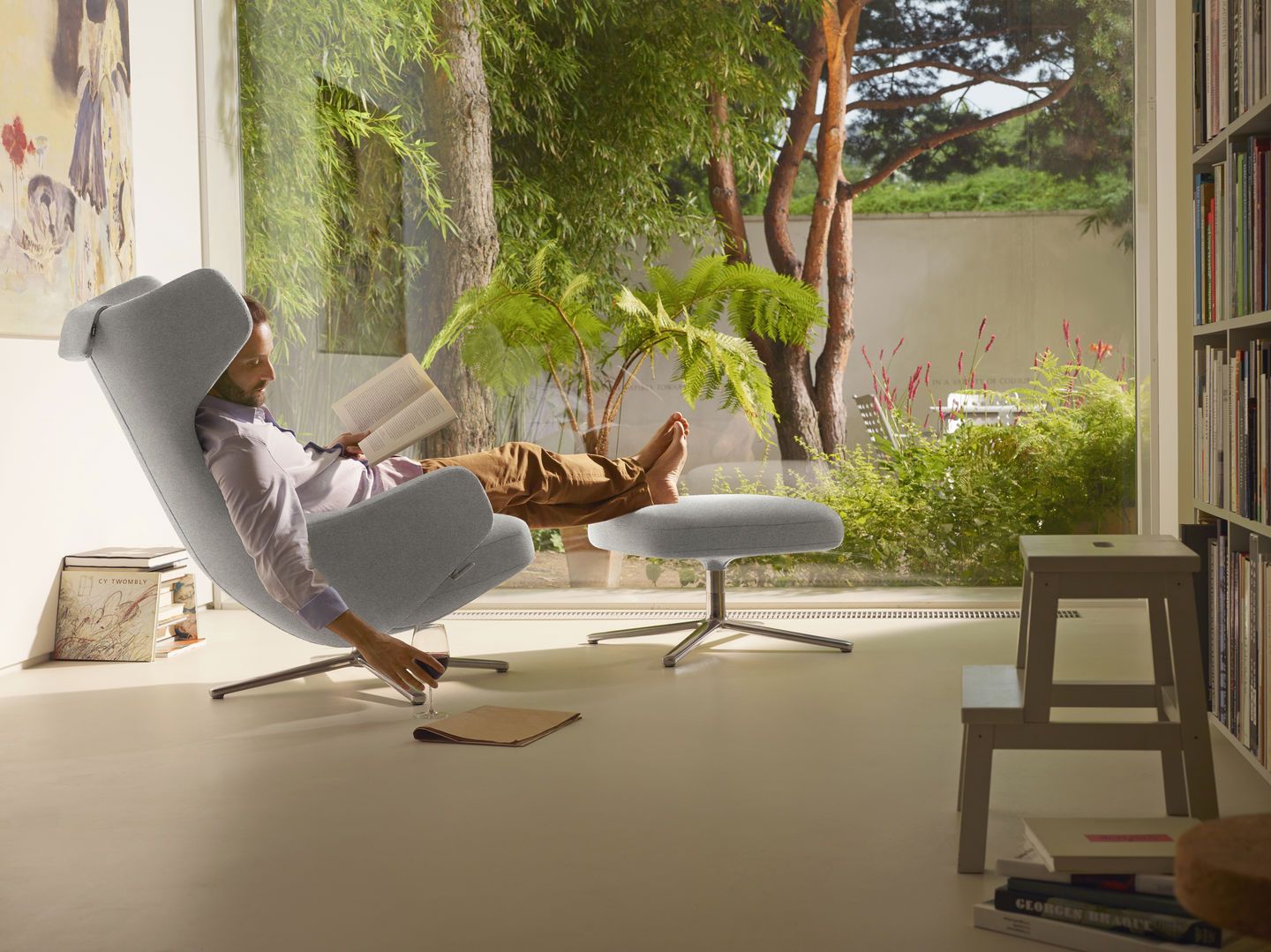 Grand Repos Sessel & Ottoman Vorzugskombination Vitra Cosy Kieselstein 40 cm