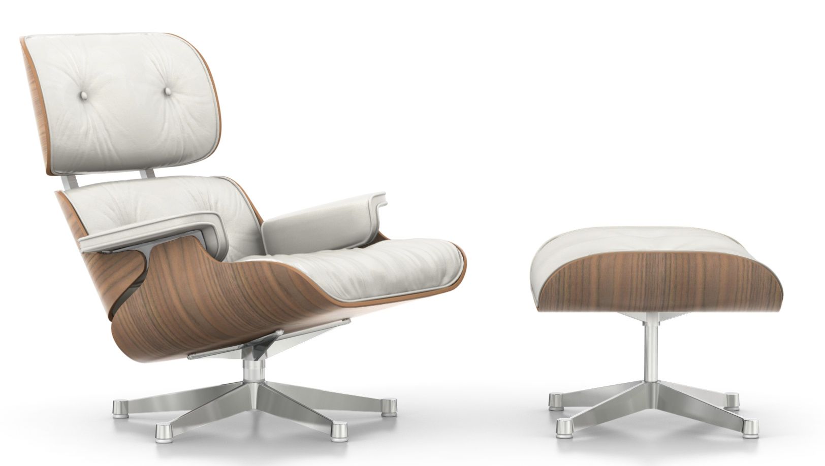 Eames Lounge Chair & Ottoman Nussbaum weiß Sessel Vitra
